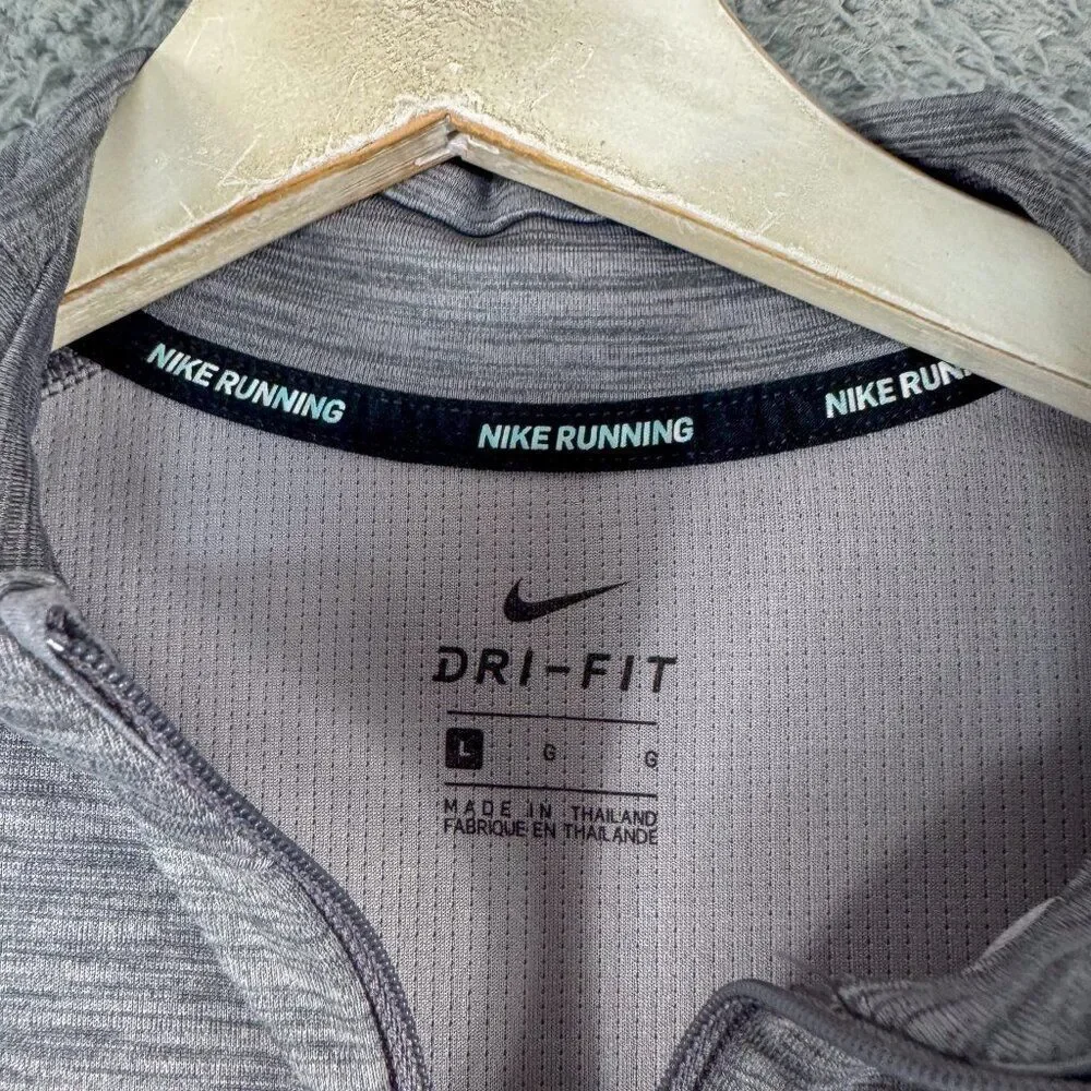 Nike Running Jacket Womens Large Gray 1/4 Zipper Thumb Holes Athletic Gym 928613